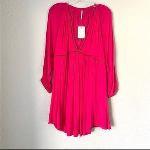 FREE PEOPLE HOT PINK SWING DRESS NWT